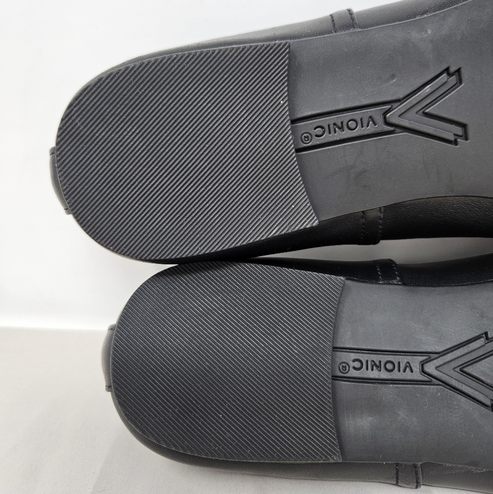Vionic Orinda Flats Womens Sz 7.5M Black Leather Square Toe Low Heel Vio-motion - Picture 8 of 10